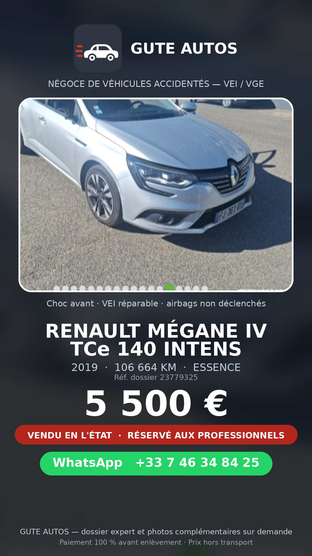 Dossier véhicule accidenté GUTE AUTOS