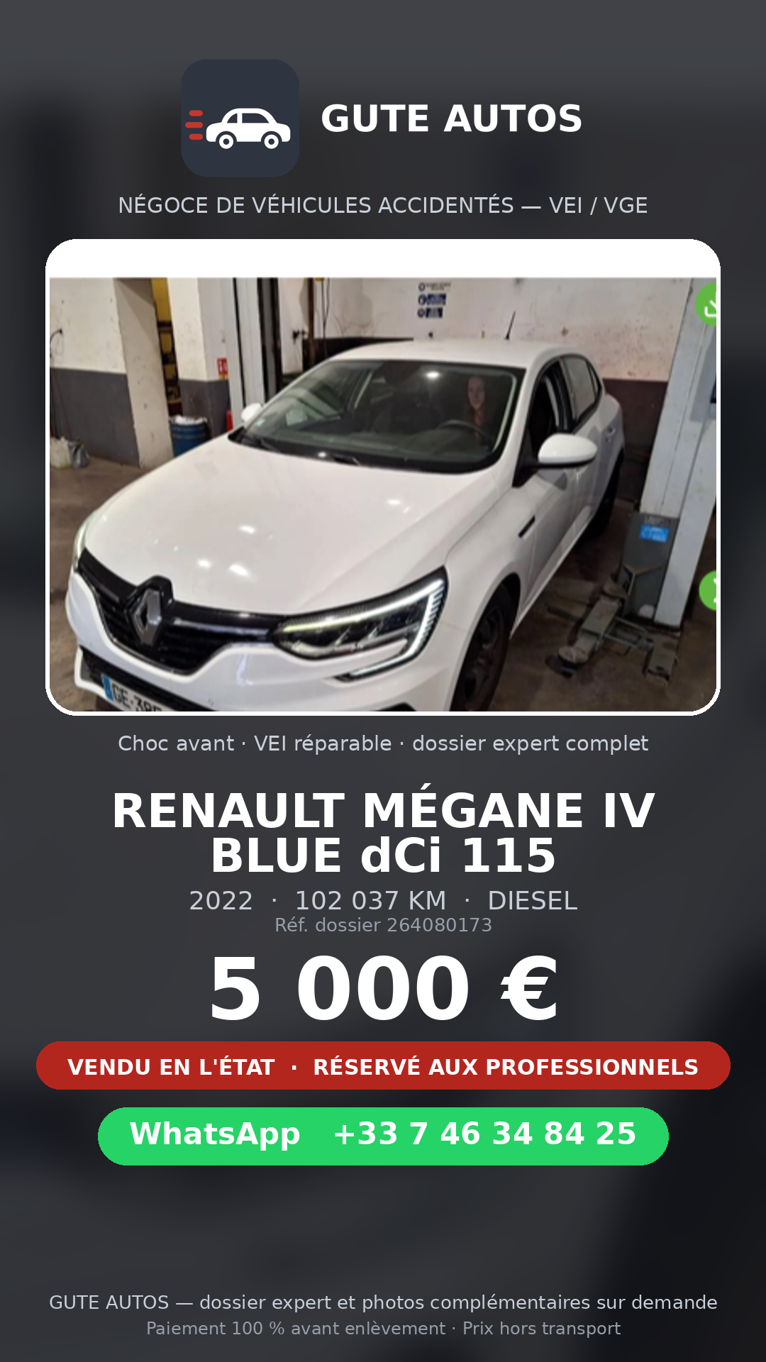 Dossier véhicule accidenté GUTE AUTOS